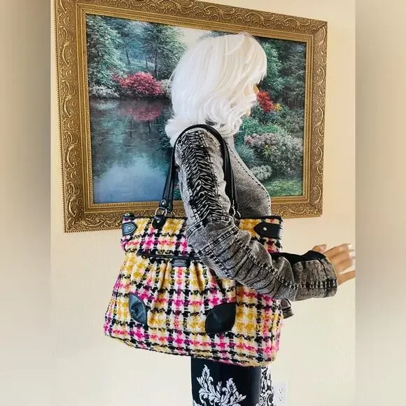 Coach Daisy Wool Tweed Plaid Emma Tote F25083 - Picture 3 of 12